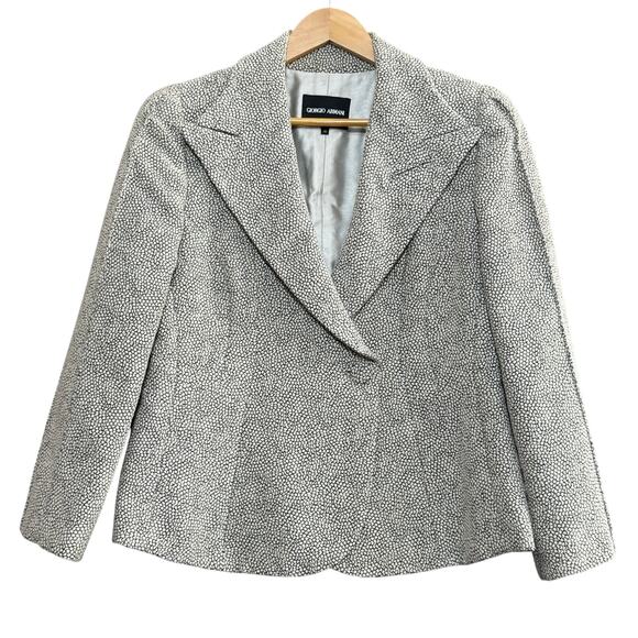 GIORGIO ARMANI Size 48 Bouclé Textured Blazer Classic Italian Luxury Old Money - Picture 1 of 8